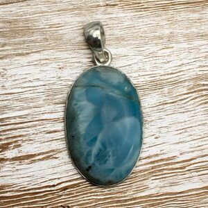 Larimar Solid 925 Sterling Silver Pendant